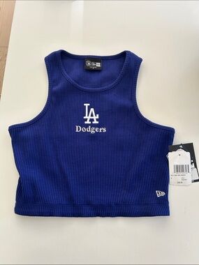 NWT New Era Dodgers Royal Blue Ribbed Crop Tank
